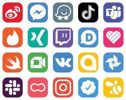 20 Minimalist Social Media Icons such as twitch. tinder and tiktok icons. High Quality Gradient Icon Set vector