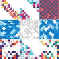 Abstract colorful square background pack of 9 available vector