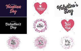 Happy Valentine's Day typography design with a heart-shaped theme vector