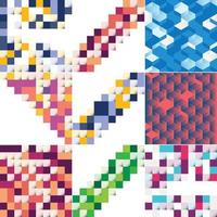 Square geometrical abstract background pack of 9 vector