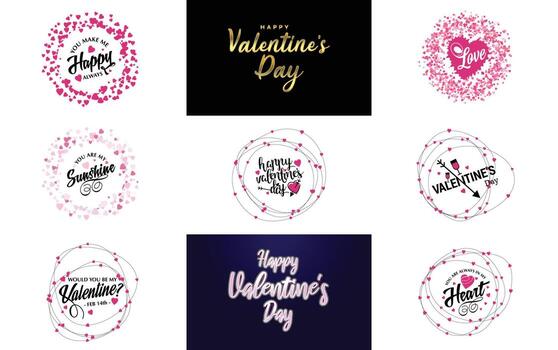 diseño de arte de palabras de amor con un fondo en forma de corazón y un efecto brillante vector