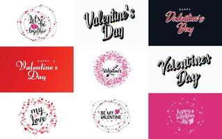 Valentine's word art design with heart-shaped theme vector