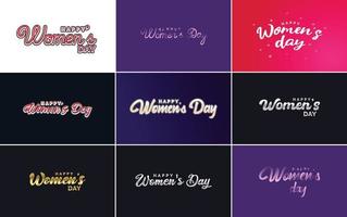 Abstract Happy Women's Day logo with a love vector design in pink. red. and black colors