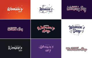 March 8th typographic design set with Happy Women's Day text vector