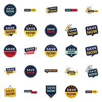 25 Professional Typographic Designs for a refined saving message Save Now vector