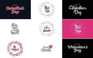 Happy Valentine's Day typography design with hearts vector