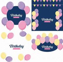 Birthday text and balloons with a shiny finish vector