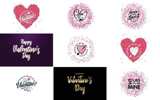 Valentine's word art design with heart shapes vector