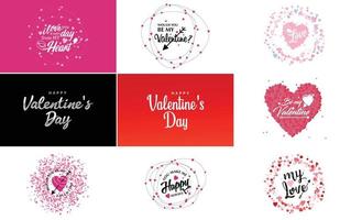 Happy Valentine's Day hand-drawn lettering vector illustration suitable for use in design of flyers. invitations. posters. brochures. and banners