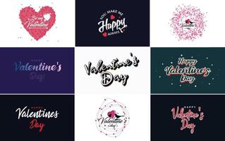 Happy Valentine's Day typography design with hearts vector