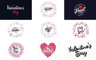 Valentine's hand-drawn lettering and calligraphy with hearts suitable for use as a Valentine's Day greeting vector