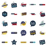 25 Diverse Play Now Banners to Promote Your Products or Services vector