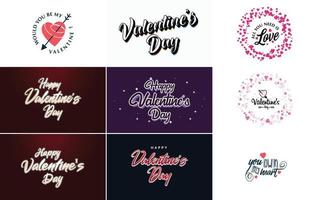 Happy Valentine's Day hand lettering calligraphy text and hearts vector