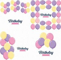 Birthday text and balloons with a shiny finish vector