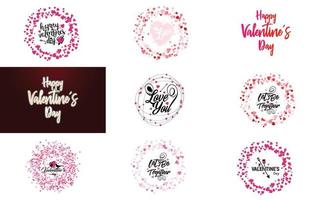 Happy Valentine's Day typography poster with handwritten calligraphy text vector