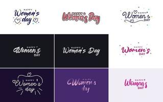 Happy Women's Day logo set with hearts vector