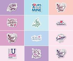 Saying I Love You with Valentine's Day Typography and Graphics Stickers vector