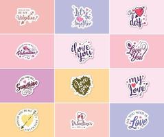 Saying I Love You with Beautiful Valentine's Day Design Stickers vector