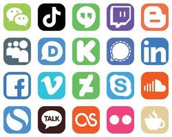 20 íconos profesionales de redes sociales como Signal. contracción nerviosa. iconos de financiación y disqus. paquete de iconos degradados vector