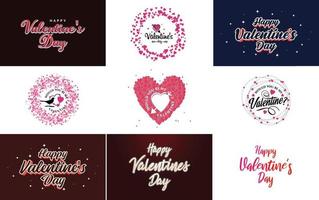 Happy Valentine's Day typography posters with handwritten calligraphy text vector