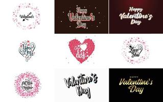 Valentin'es Day lettering typography poster with hearts vector