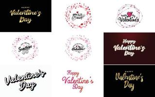 Valentine's hand-drawn lettering and calligraphy with hearts. Valentine's Day template or background suitable for use in Love and Valentine's Day concepts vector