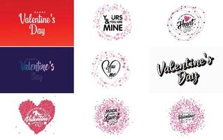 Happy Valentine's Day typography design with heart shapes vector