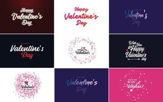 Happy Valentine's Day typography poster with handwritten calligraphy text vector