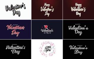 Happy Valentine's Day hand-drawn lettering vector illustration suitable for use in design of flyers. invitations. posters. brochures. and banners