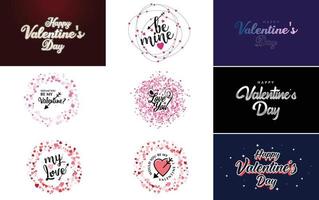 Valentine's logos with hearts and calligraphy lettering vector