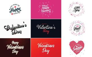 Valentine's hand-drawn lettering and calligraphy with a heart design. Suitable for use as a Valentine's Day greeting vector