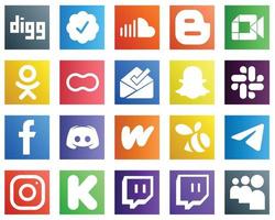 20 High Quality Social Media Icons such as facebook. snapchat. video. inbox and mothers icons. Modern and high quality vector