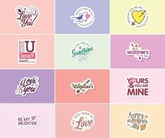 Heartwarming Valentine's Day Typography and Graphic Design Stickers vector