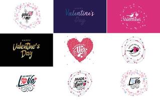 Valentine's hand-drawn lettering and calligraphy with a cute heart theme suitable for use in Love and Valentine's Day concepts vector