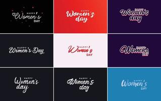 conjunto de carteles del feliz día internacional de la mujer. emblemas y elementos de diseño vector colección de signos. etiquetas. e insignias