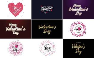 Happy Valentine's Day greeting card template with a romantic theme vector