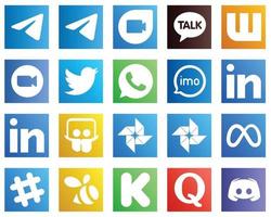 20 Minimalist Social Media Icons such as linkedin. video. meeting. audio and whatsapp icons. Unique and high definition vector