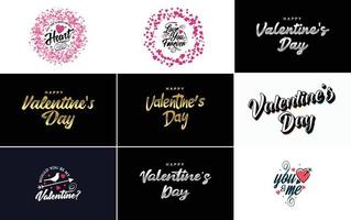 Happy Valentine's Day typography design with a heart-shaped theme vector