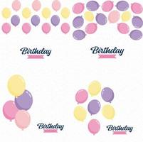 Set of birthday text surrounded by balloons vector