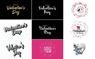 Happy Valentine's Day greeting card template with a heart theme vector