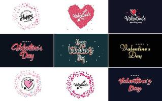 Happy Valentine's Day hand-drawn lettering vector illustration suitable for use in design of flyers. invitations. posters. brochures. and banners