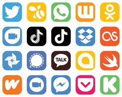20 íconos de redes sociales para su marca como señal. douyin Iconos de Google Photo y Dropbox. conjunto de iconos de degradado minimalista vector