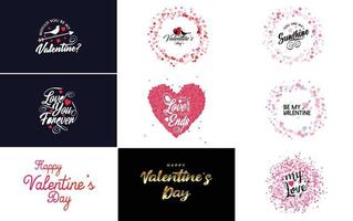 Happy Valentine's Day typography design with a heart-shaped theme vector