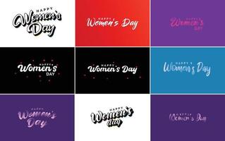 Happy Women's Day logo set with a heart vector design