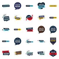 Save Now 25 Fresh Typographic Elements for a modern saving promotion vector