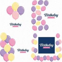 Happy Birthday in a playful. hand-drawn font with a background of balloons vector