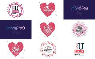 Happy Valentine's Day greeting card template with a heart theme vector