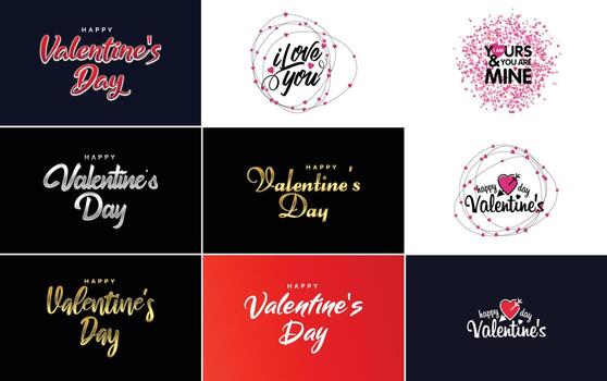 Valentine's word art designs with a heart-shaped theme vector