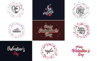 plantilla de banner de feliz día de san valentín con un tema romántico y un esquema de color rojo vector