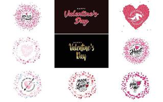 Happy Valentine's Day typography design with a heart-shaped theme vector